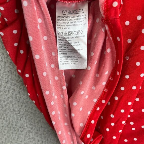 Susan Graver Blouse Womens XL Red Polka Dot V Neck Top Long Sleeve Keyhole - Picture 6 of 8